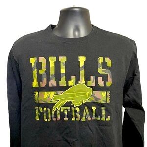 NFL Team Apparel Buffalo Bills Black Camo Long Sleeve Casual T-Shirt Mens sz M